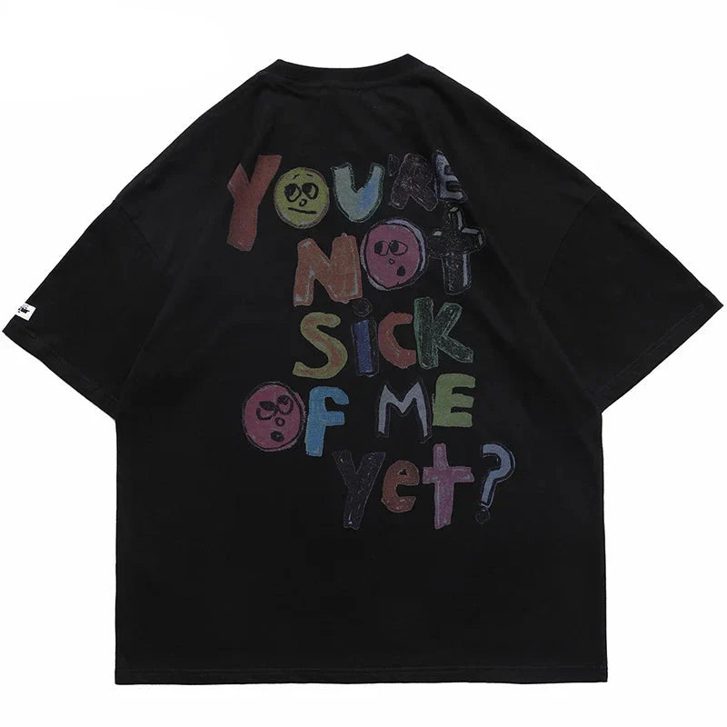 Rainbow Heart Angels Print Oversize T-Shirt