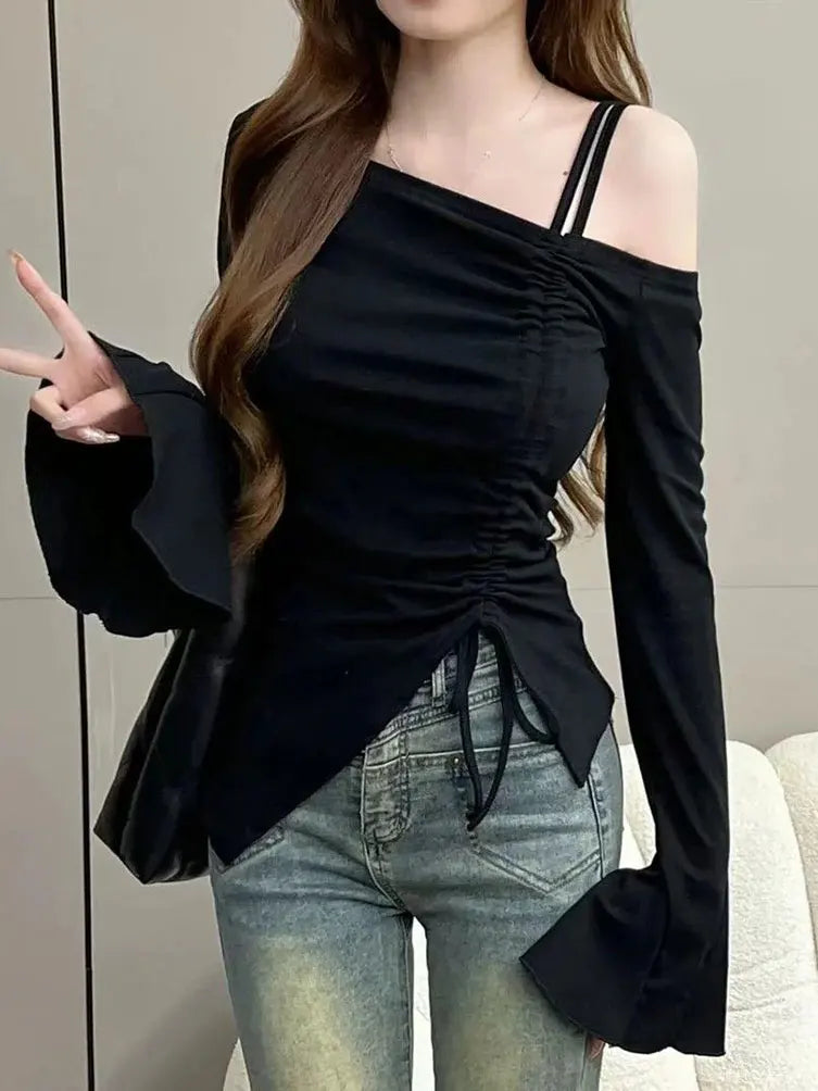 Long Sleeve Off-shoulder Top