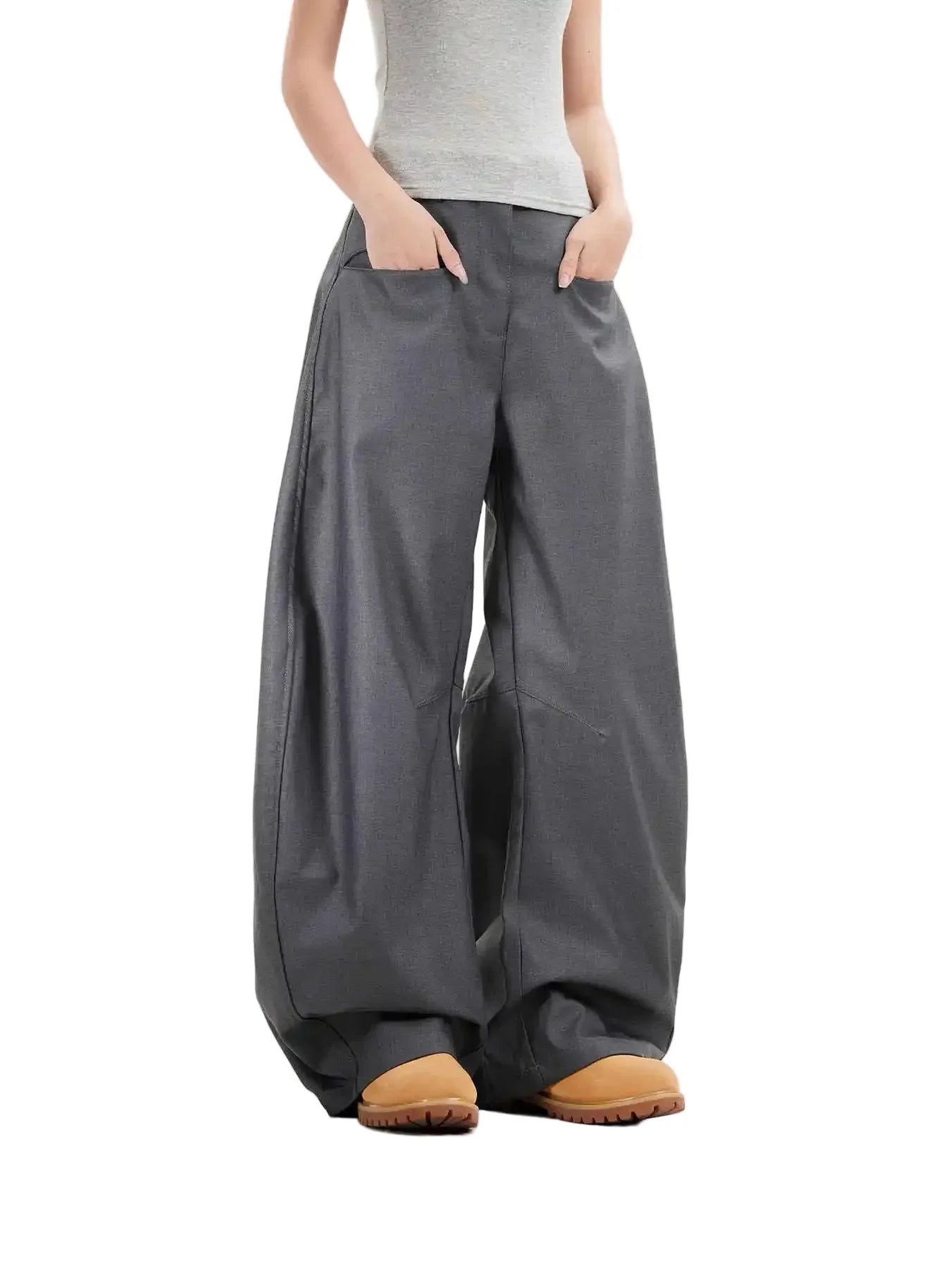 Vintage schwarze weite Hose