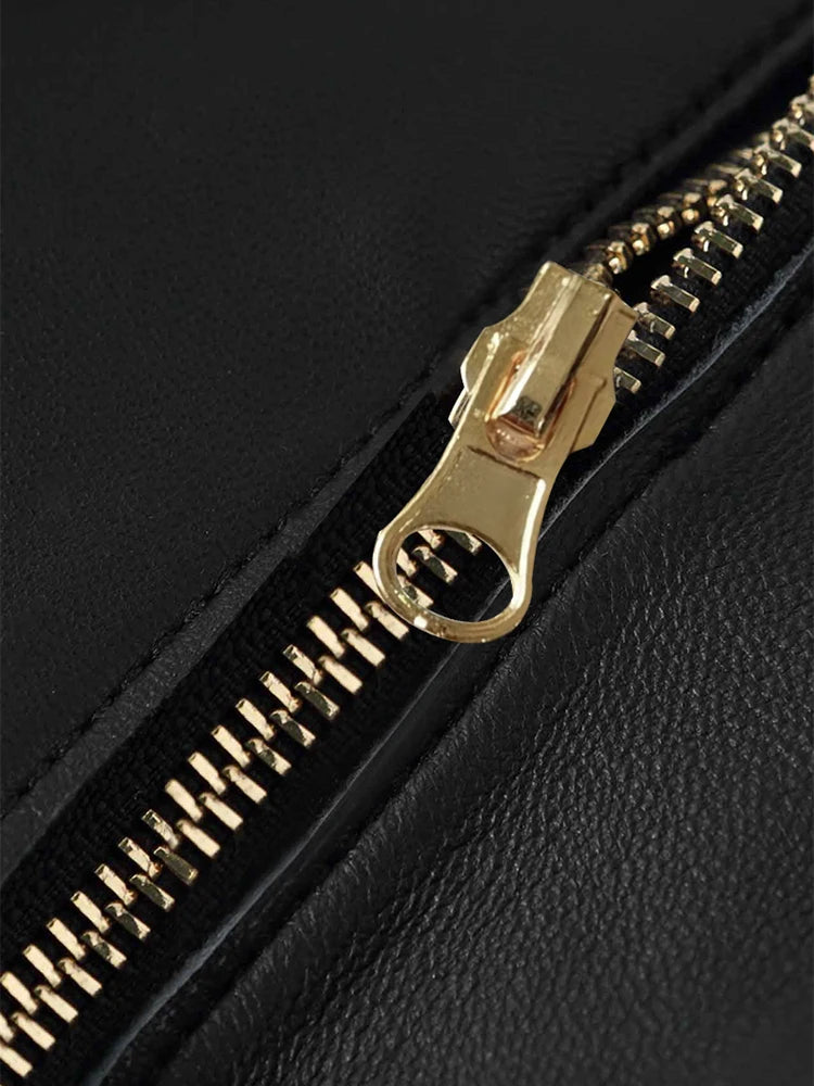 Luxury Black Faux Leather Mini Skirt Zipper