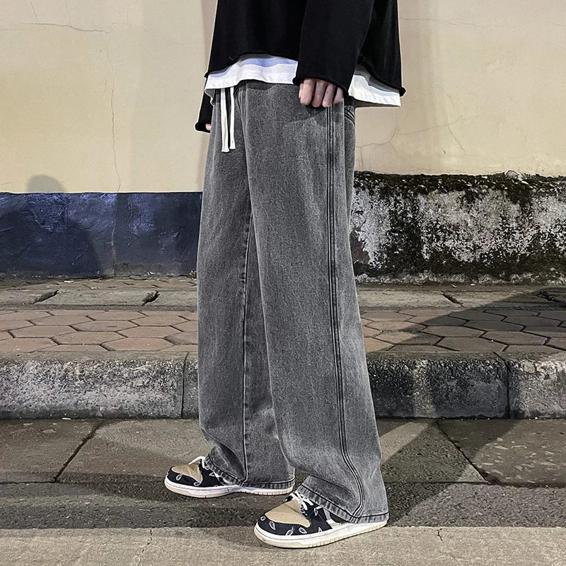 Solid Color Straight Leg Jeans