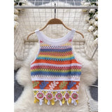 Vintage Knitted Retro Crochet Women Cropped Tank Tops