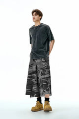 Gray American Plaid Cargo Jorts