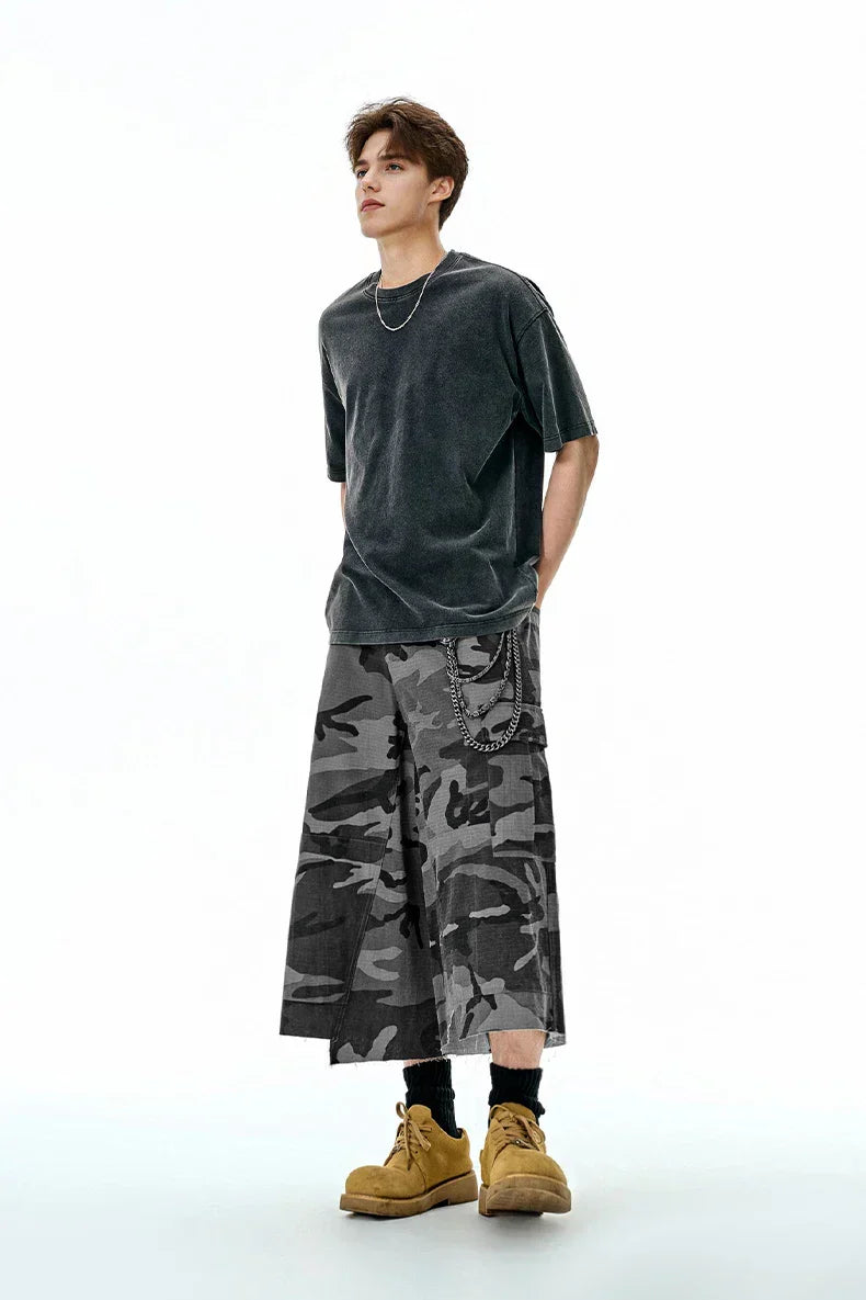Gray American Plaid Cargo Jorts
