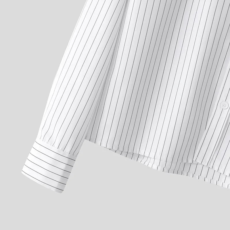 Boxy Fit Korean Style Stripped White Shirt