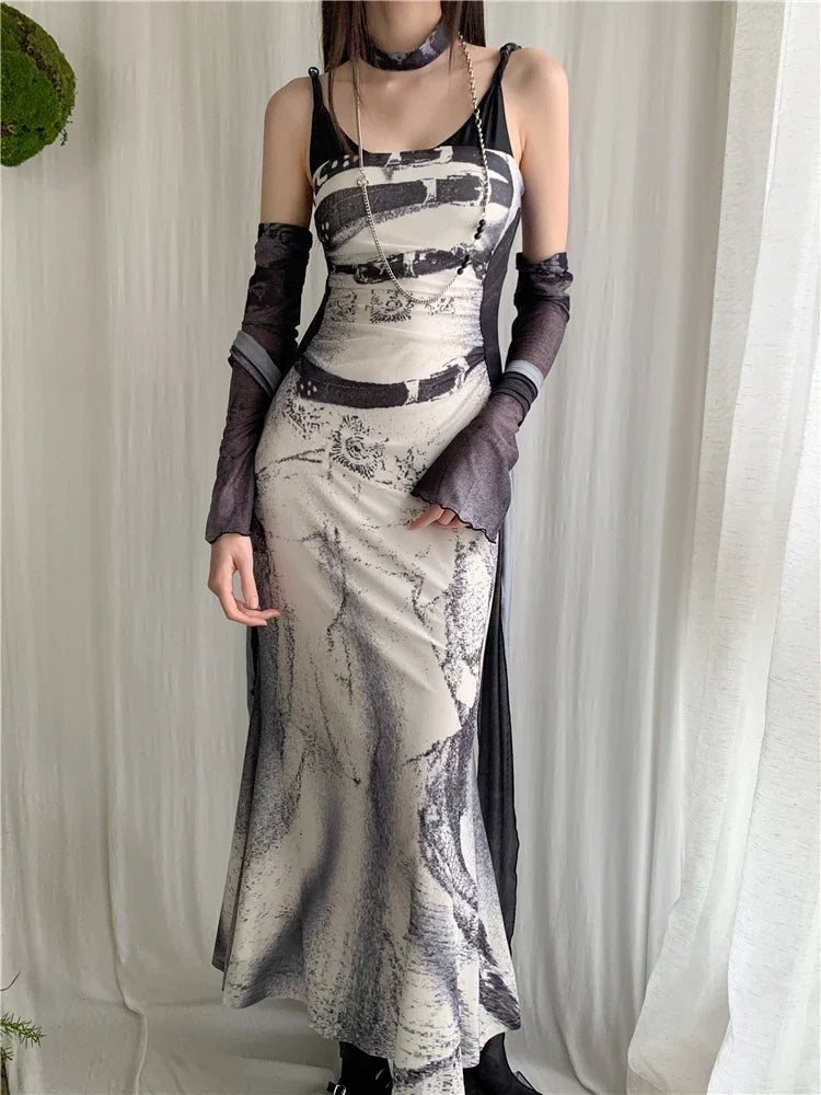 Grunge-Marmor-Maxikleid