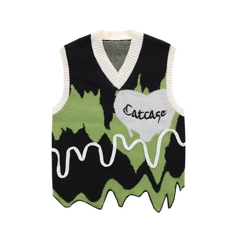 Weirdcore Ärmellose Strickweste