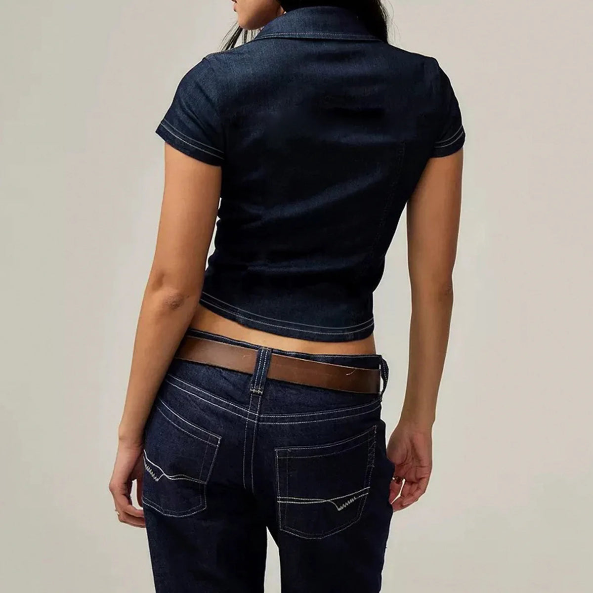 Retro Blue Denim Shirt