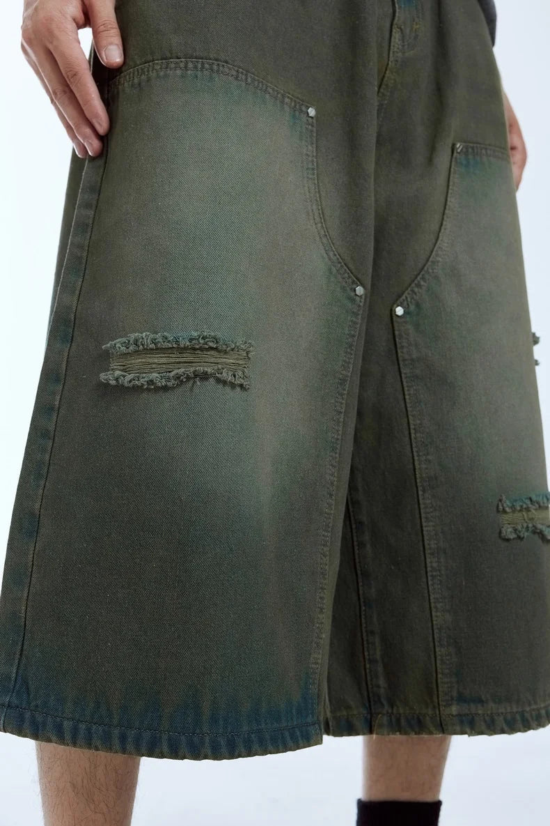 Ripped Wide Leg Carpenter Jorts