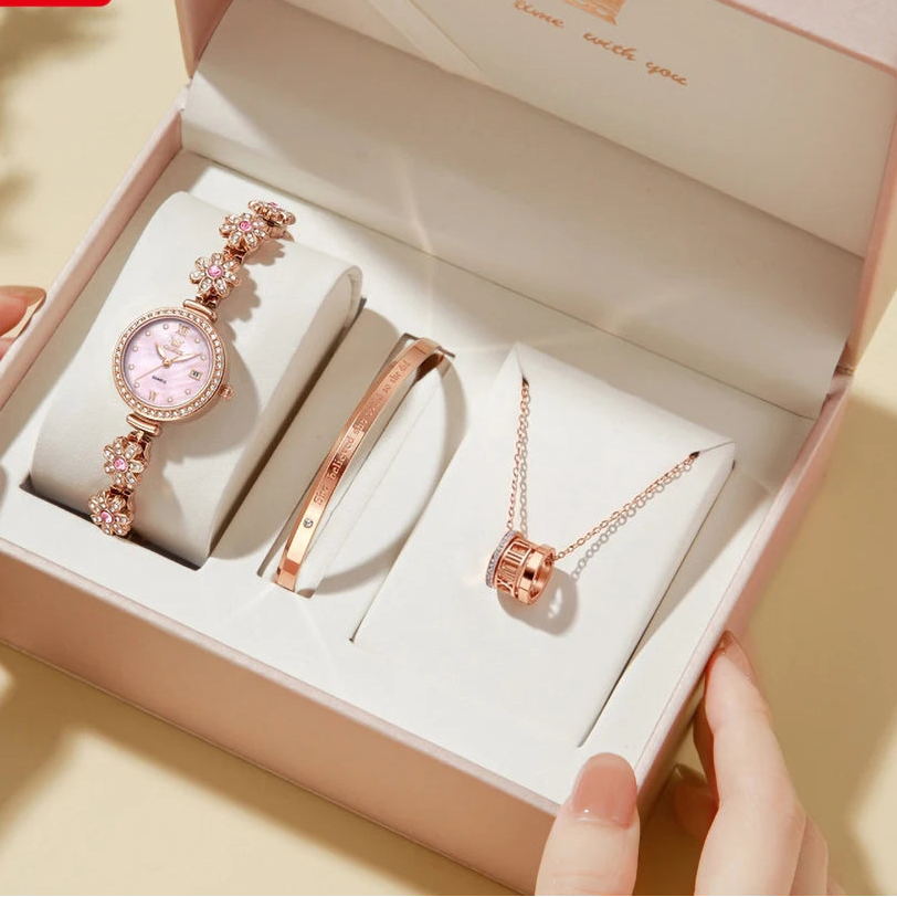 Diamond Rotation Floral Braceet Watch