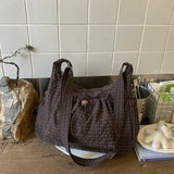 Korean Plaid Zipper Pleated Shoulder Bag