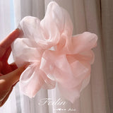 Large Chiffon Rubber Coquette Core Ponytail Holder