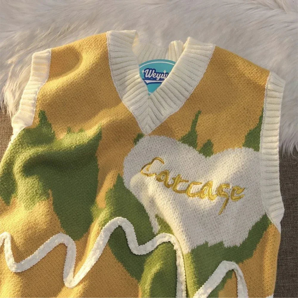 Weirdcore Ärmellose Strickweste