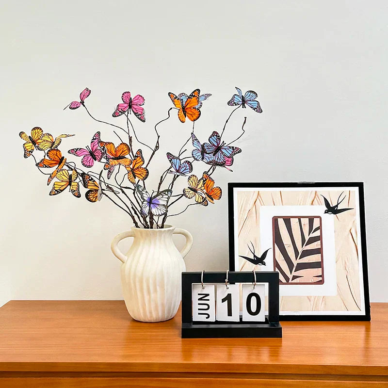 Vintage Vase with Butterfly Flower Branches