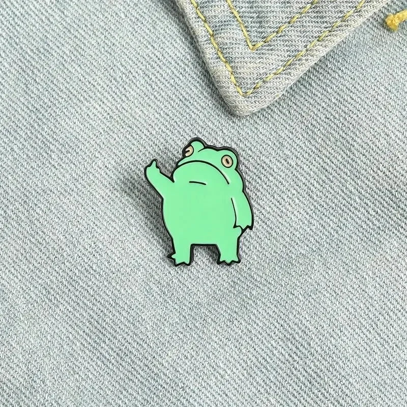 Middle Finger Frog Alloy Brooch