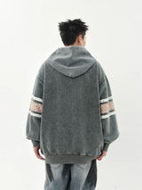 Retro Distressed Print Hooded Sweatshirt