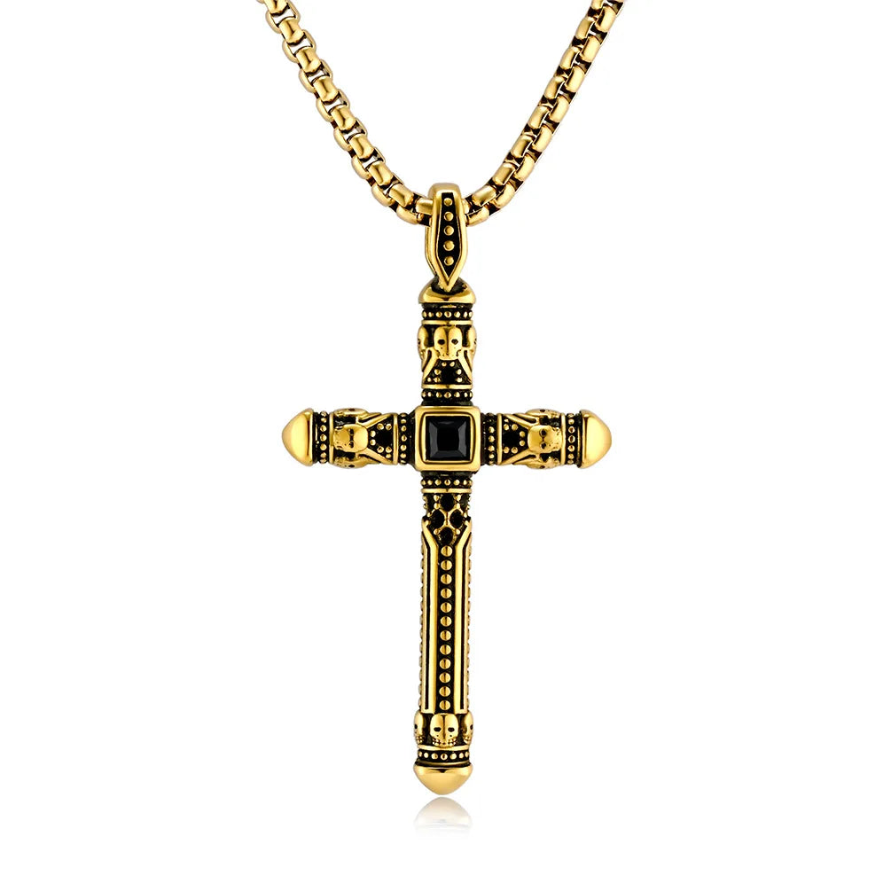 Y2K Stainless Steel Gothic Cross Pendant Necklace