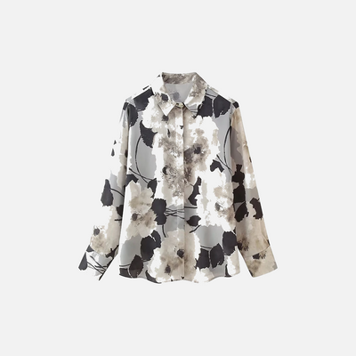 Damen Vintage Hemd aus Satin mit Blumenmuster