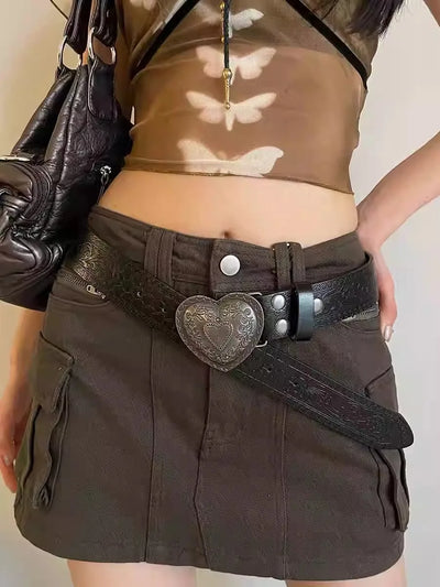 Vintage Ethnic Heart Suede Waist Belt