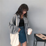 Soft Girl Plaid Button-Up Shirt