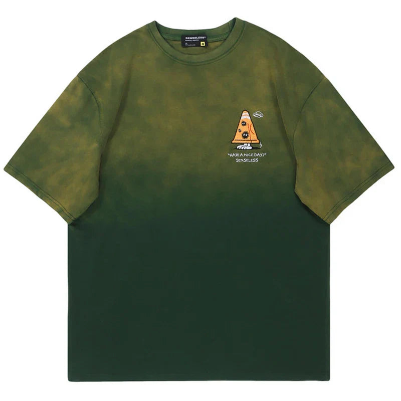 Camiseta Tie Dye con Letras Bordadas Lavadas