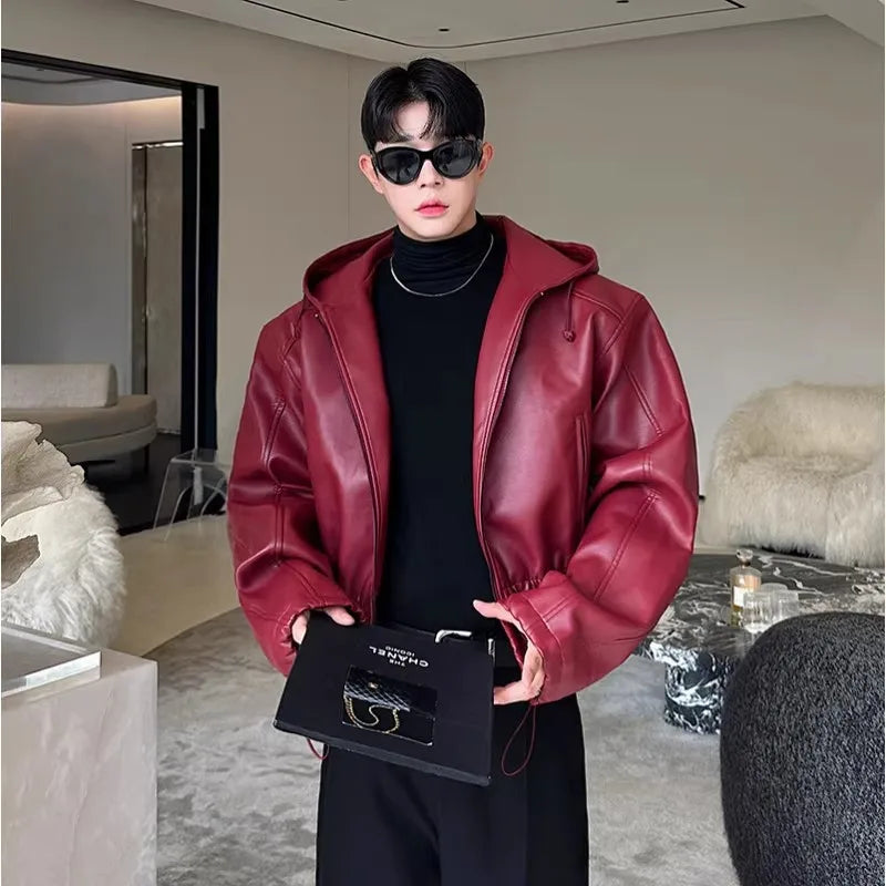 Cyberpunk Hooded PU Leather Jacket
