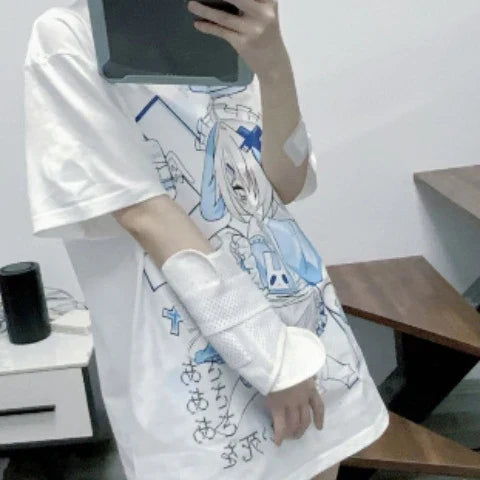 Japanese Cartoon Print Cute Oversized T-Shirt