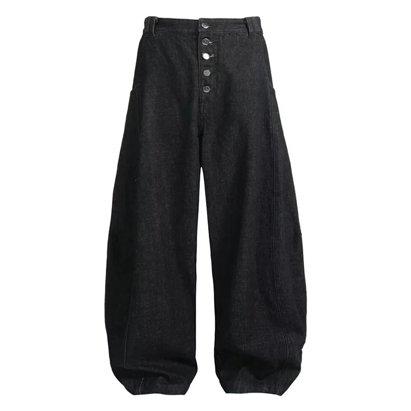 Retro Black Curved Elegant Jeans