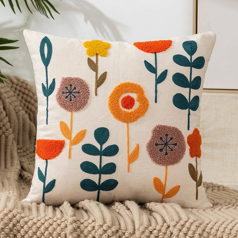 Vintage Embroidered Throw Pillow Cover