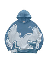 Sudadera con capucha abstracta con estampado de ondas Y2K