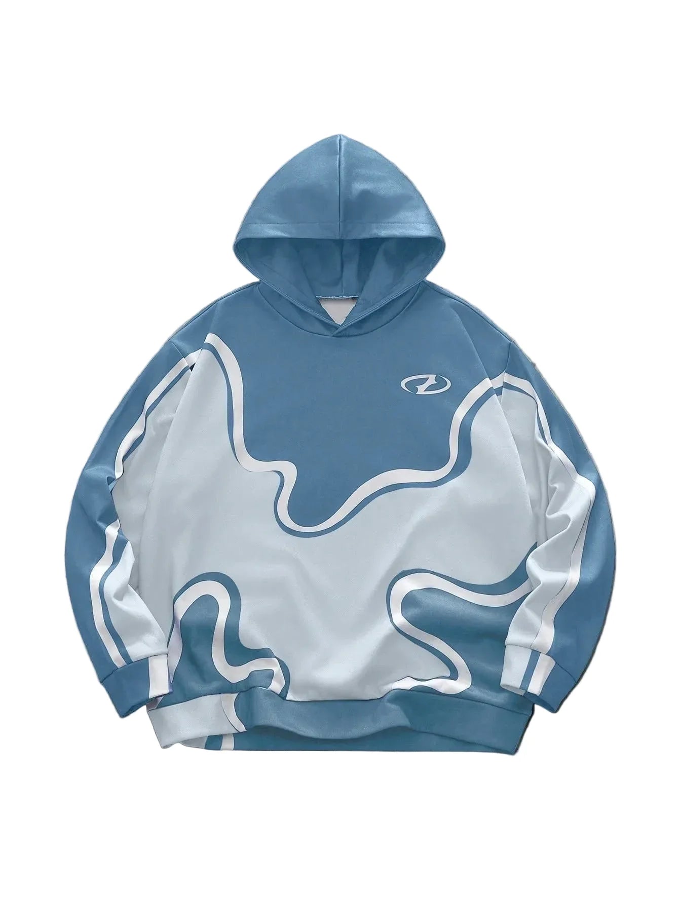 Sudadera con capucha abstracta con estampado de ondas Y2K