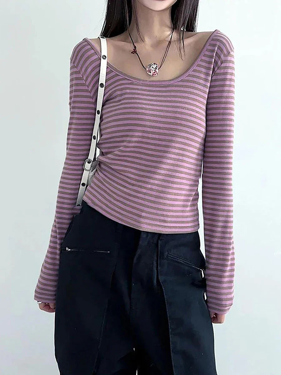 Striped U-Neck T-Shirt