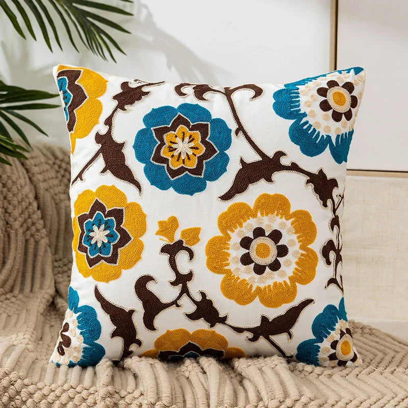 Vintage Embroidered Throw Pillow Cover