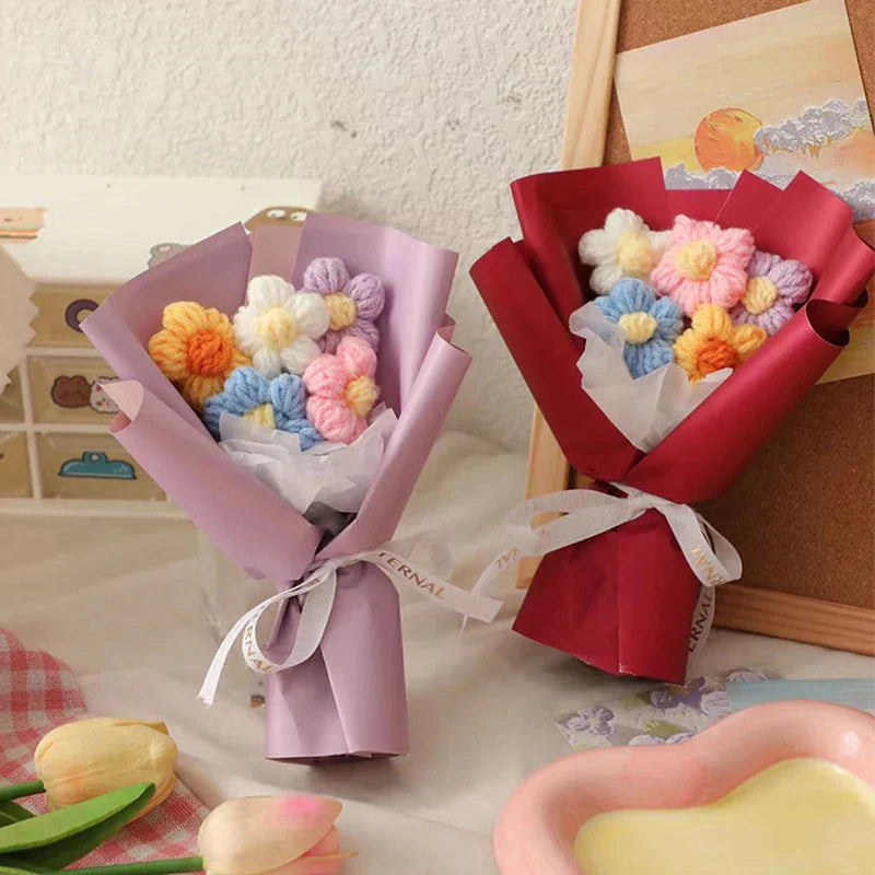 Vintage Handmade Mini Bouquets Crochet Flowers