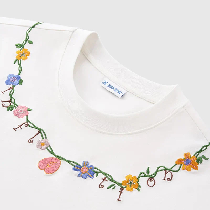 Floral Chain Embroidery T-shirt
