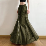 Fairy Core Retro Lace Maxi Skirt