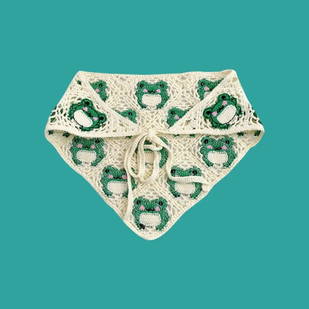 Dreieckiges Strick-Bandana im französischen Stil