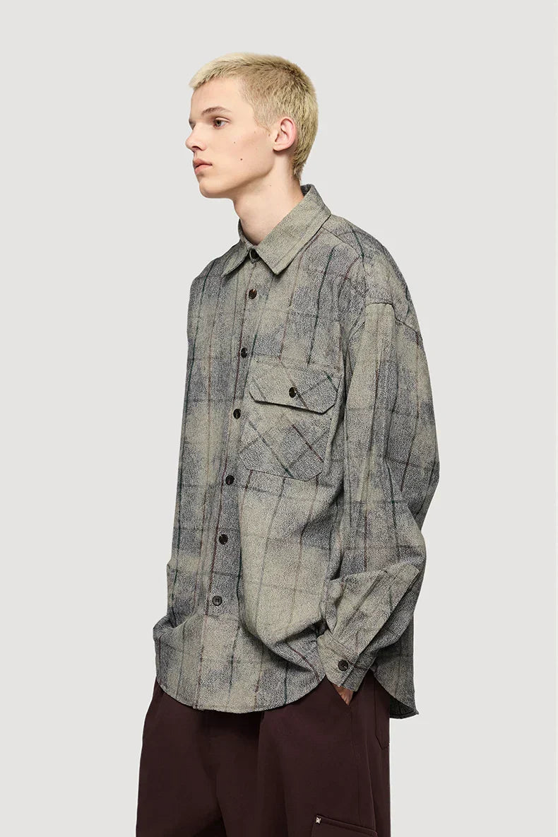 Y2k Plaid Oversized Long-Sleeved Shirt