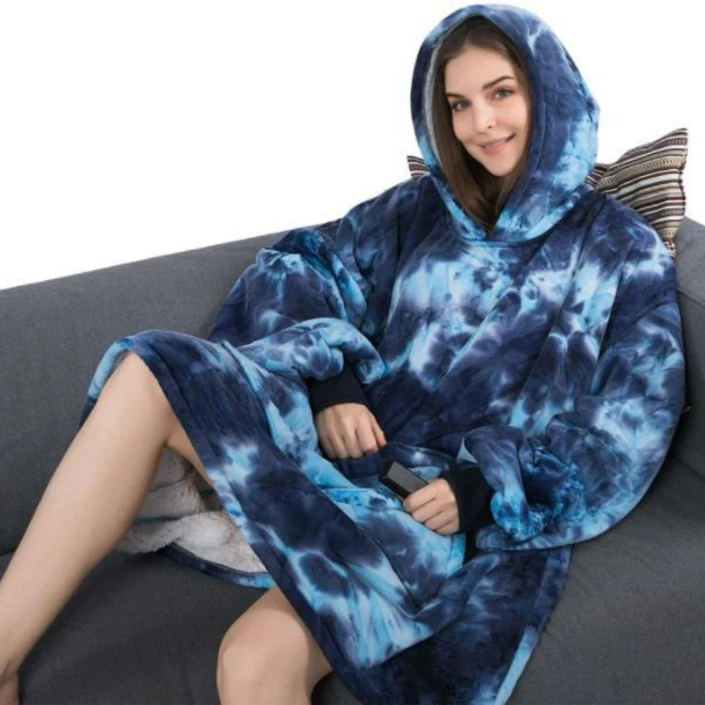Unisex Flannel Hooded Sweater Blanket
