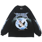 Retro Angel Print Loose Hip Sweatshirt