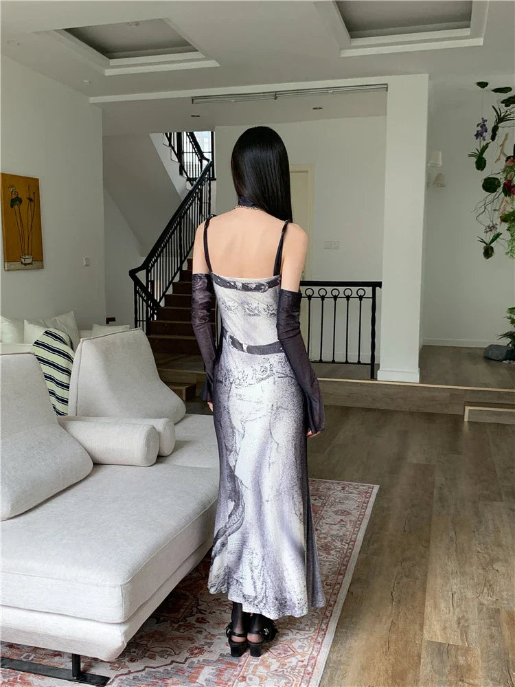 Grunge-Marmor-Maxikleid