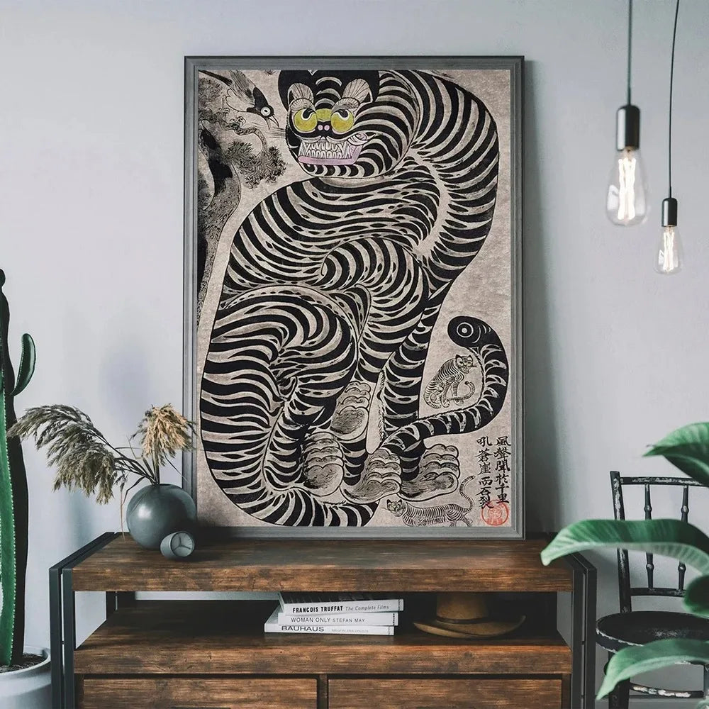 Japanese Vintage Tiger Cat Art Print