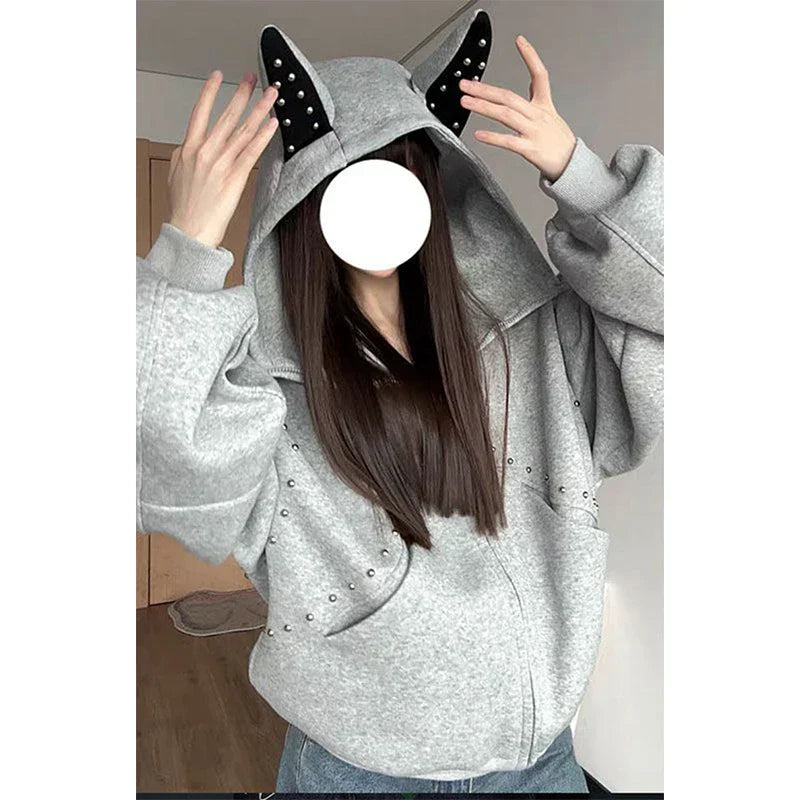 Sudadera extragrande con orejas de gato