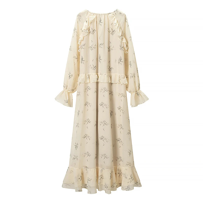 Floral Print Long Sleeve Maxi Dress