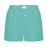 Elastic Waistband Gingham Boxer Shorts T-Shirt