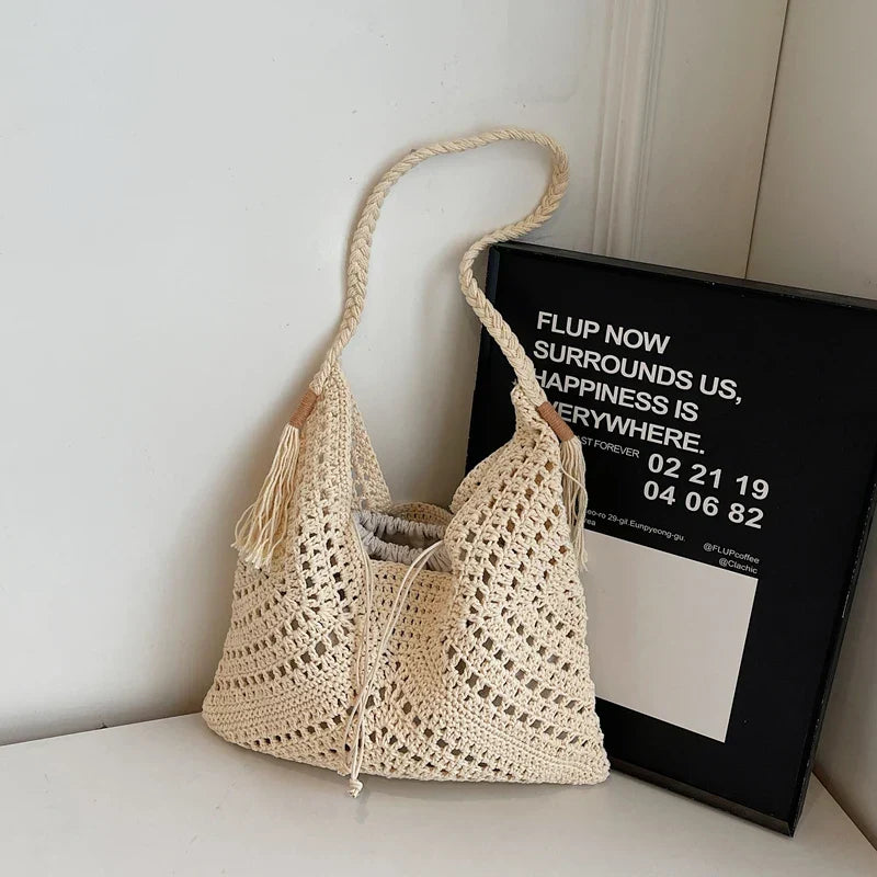 Crochet Women Summer Beach Tote Bags