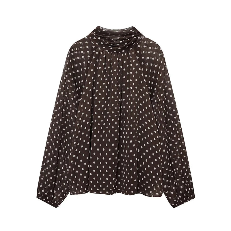 Vintage Polka Dot Chiffon Blouse
