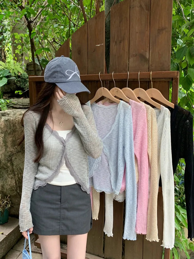 Ribbed Knitted Open Front Cardigan