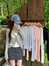 Ribbed Knitted Open Front Cardigan