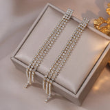 Long Shiny Full Crystal Rhinestone Earrings